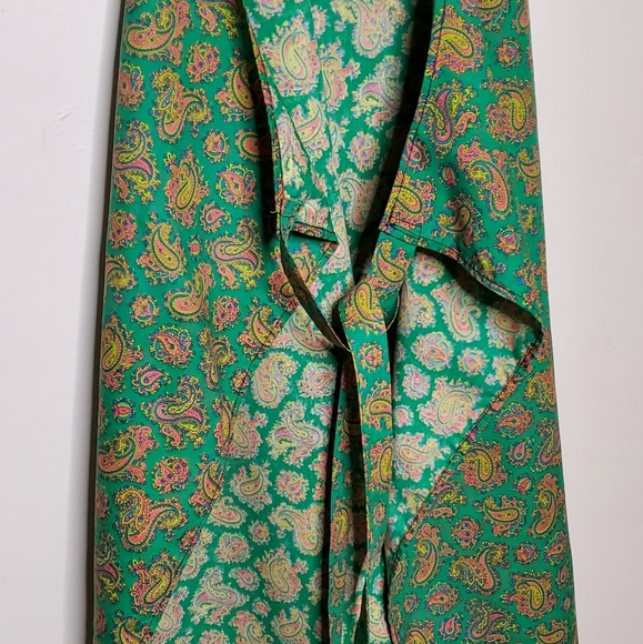 Vintage 70s Green, Pink and Yellow Printed Paisley Cooking Apron - Picture 15 of 16